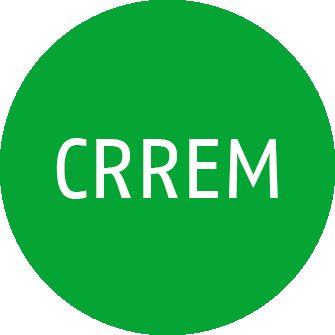 Ein grüner Kreis mit dem Wort CRREM in weiß